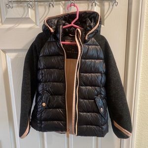 SOLD Michael Kors Blush Pink Puffer Jacket Knit Sleeve Full Zip Girl's Size 5/6